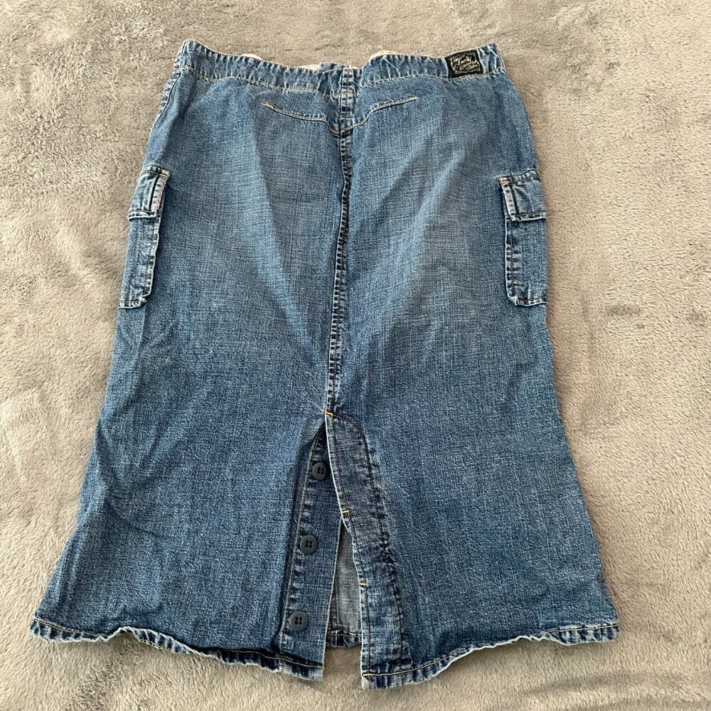 Vintage Lucky Brand Denim Midi Skirt Cargo 28/6 90s Y2K - Picture 6 of 10